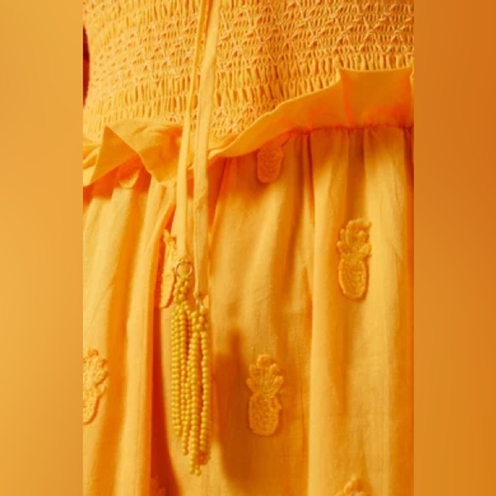 Farm Rio Yellow 3D Pineapple Midi Dress - Picture 10 of 10